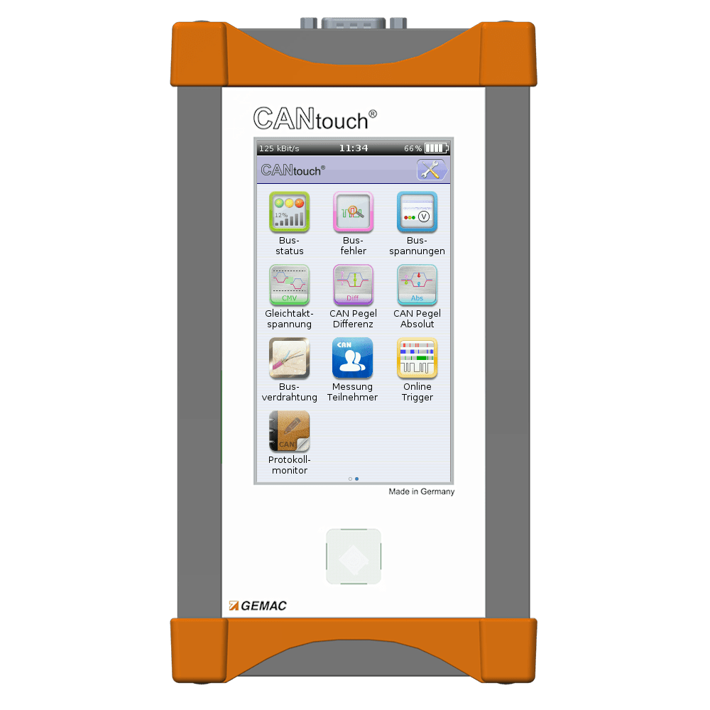 GEMAC CAN bus diagnosis CANtouch homescreen german